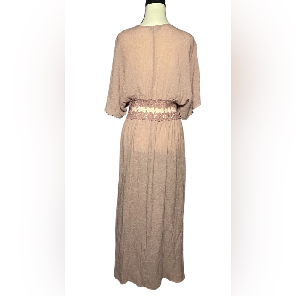 Boutique FAVLUX Lace Duster Kimono Coverup Dark Mauve Size M - Picture 10 of 13